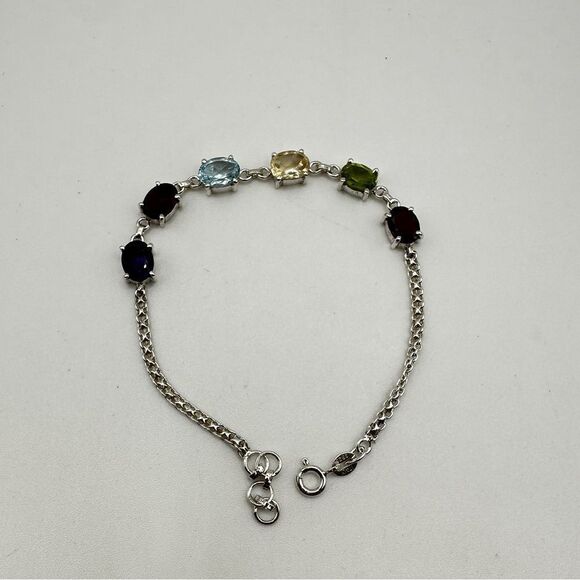 NWOT 7" Multi-gemstone bracelet in solid sterling silver! - Picture 11 of 14